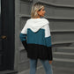 Gebreide hoodie met halve rits en colourblock design-1