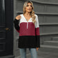 Gebreide hoodie met halve rits en colourblock design-2