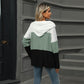 Gebreide hoodie met halve rits en colourblock design-7