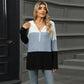 Gebreide hoodie met halve rits en colourblock design-4