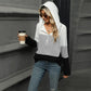 Gebreide hoodie met halve rits en colourblock design-9