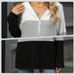 Gebreide hoodie met halve rits en colourblock design-11