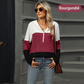Gebreide hoodie met halve rits en colourblock design-14