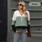 Gebreide hoodie met halve rits en colourblock design-17