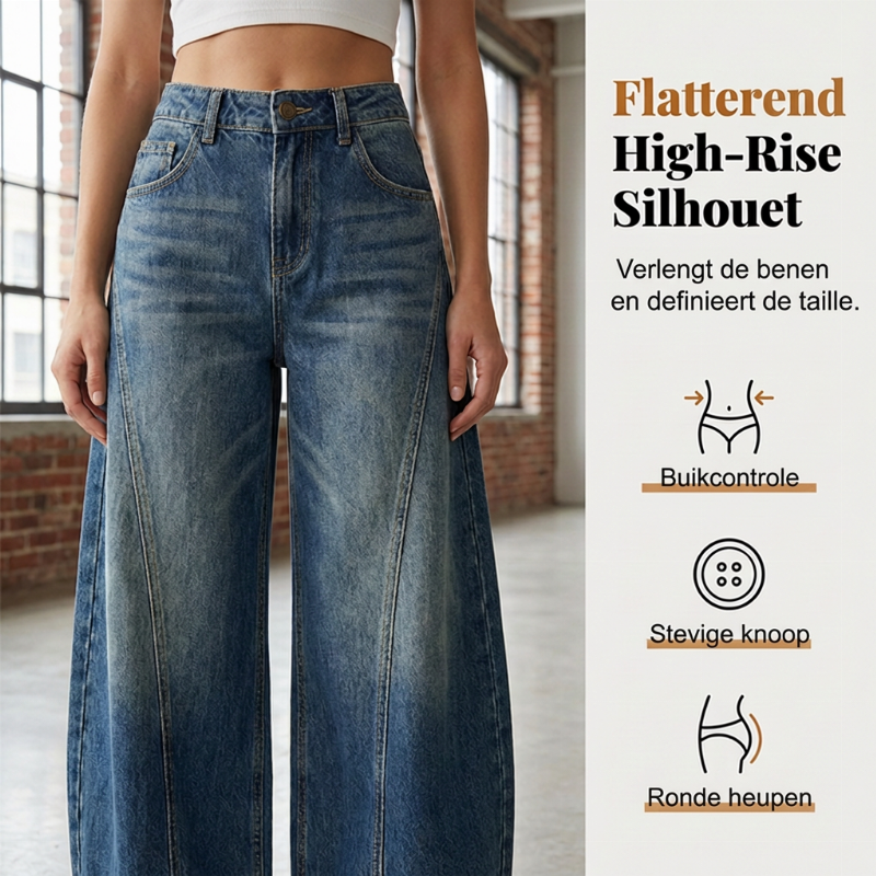 Wijde high-waist jeans met vintage wassing-2