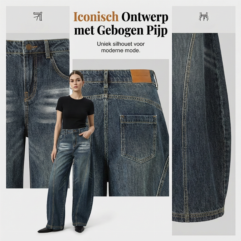 Wijde high-waist jeans met vintage wassing-3