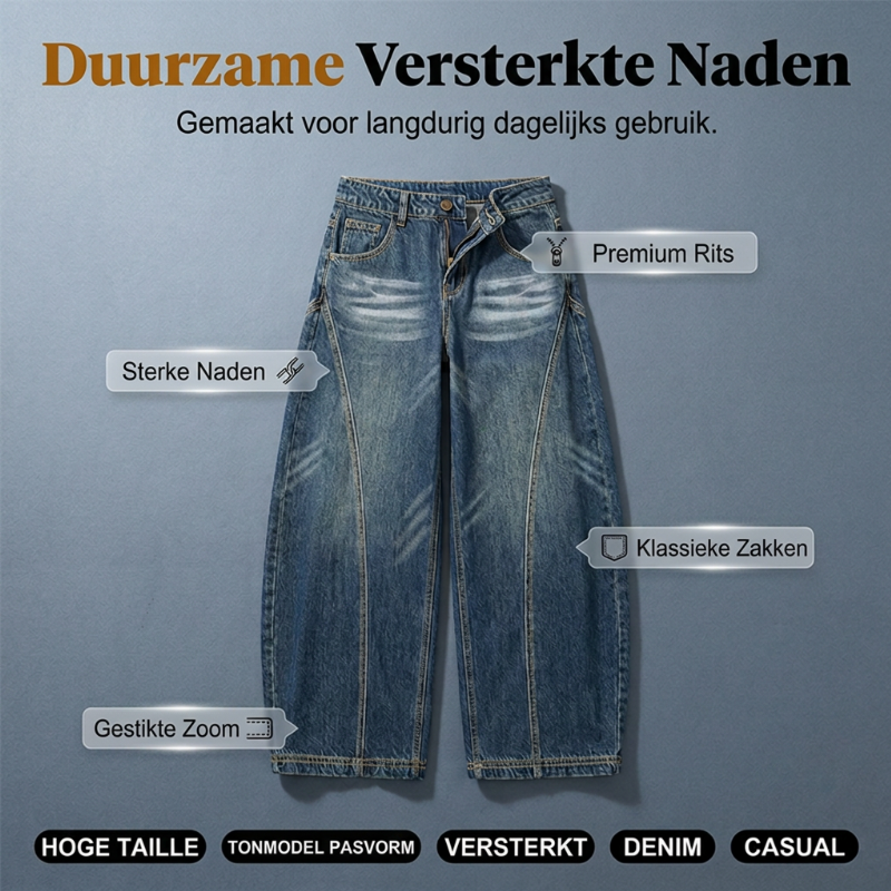 Wijde high-waist jeans met vintage wassing-4