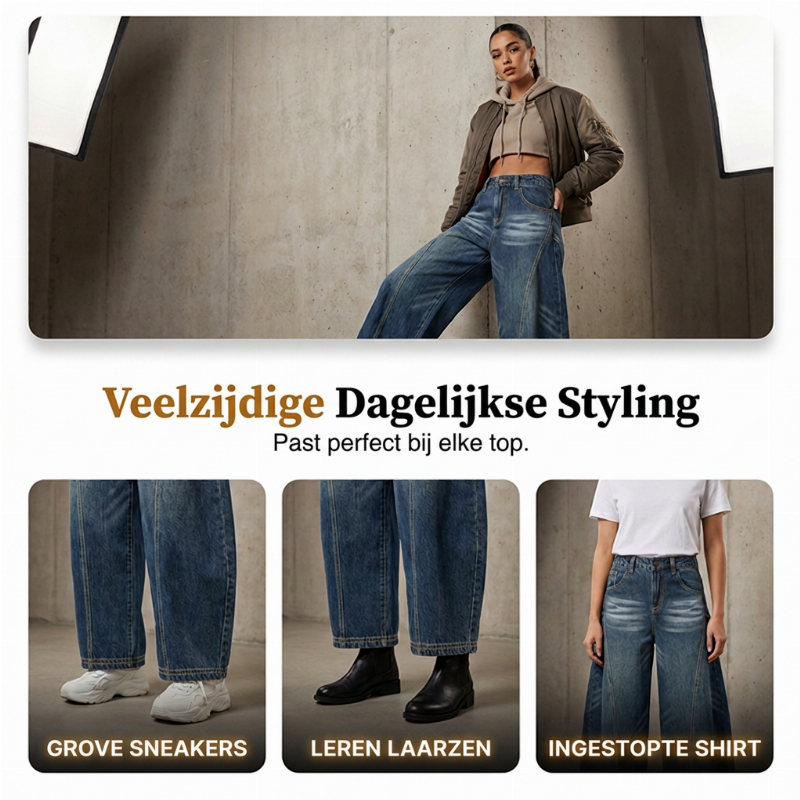 Wijde high-waist jeans met vintage wassing-5