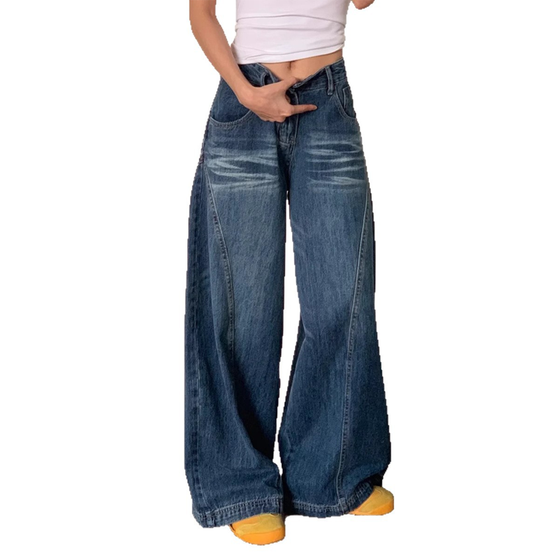 Wijde high-waist jeans met vintage wassing-9