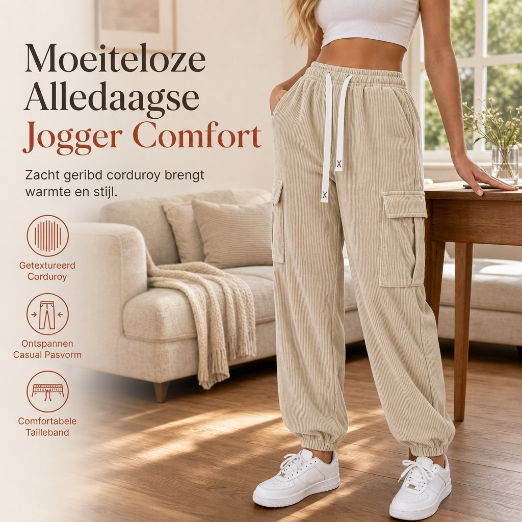 Corduroy cargo jogger met elastische taille