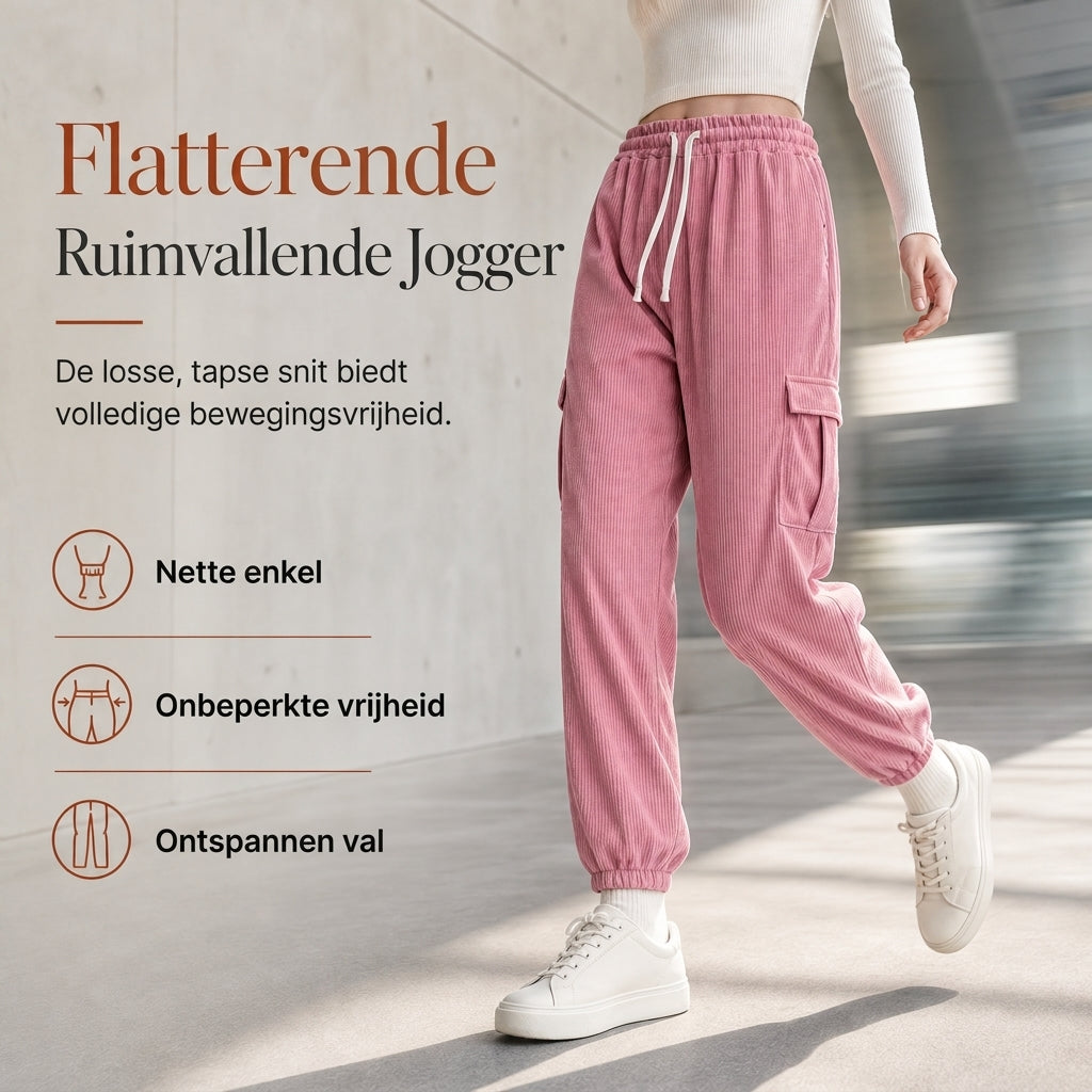 Corduroy cargo jogger met elastische taille-4