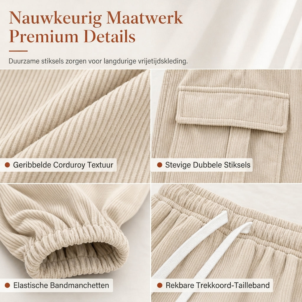 Corduroy cargo jogger met elastische taille-3