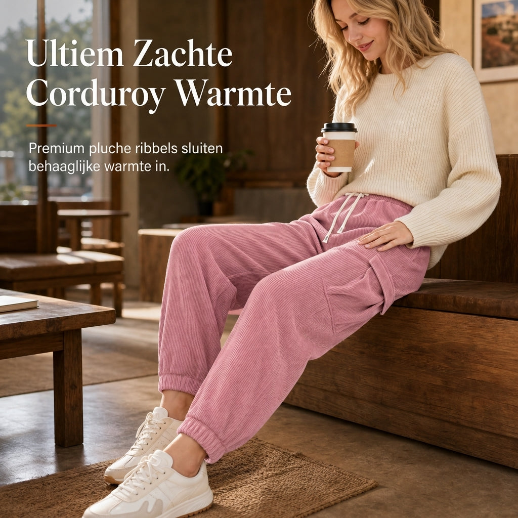 Corduroy cargo jogger met elastische taille-2