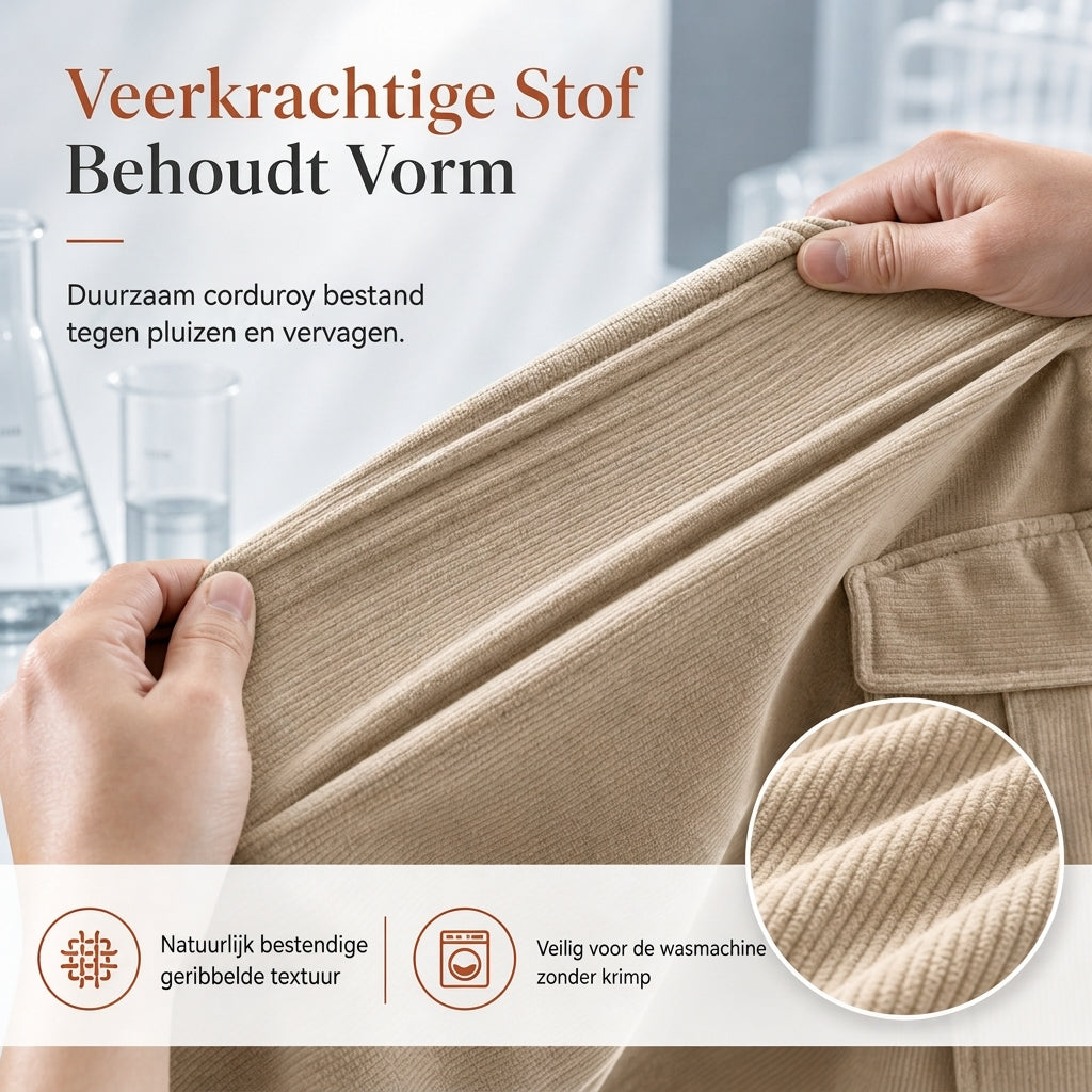 Corduroy cargo jogger met elastische taille-6