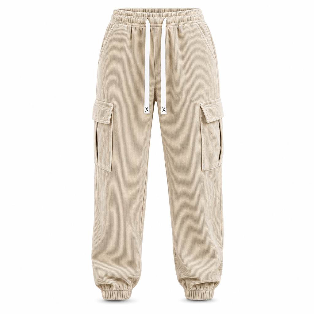 Corduroy cargo jogger met elastische taille-9