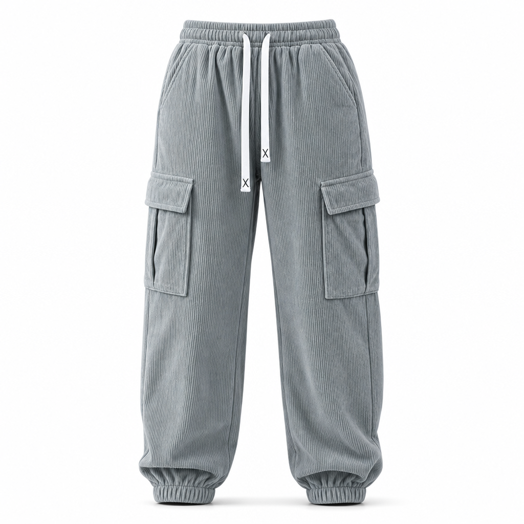 Corduroy cargo jogger met elastische taille-8