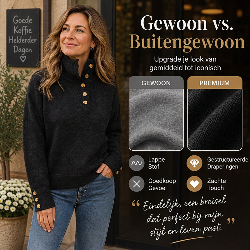 Gebreide trui met opstaande kraag en knoopdetails-3