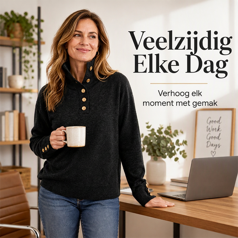 Gebreide trui met opstaande kraag en knoopdetails-5