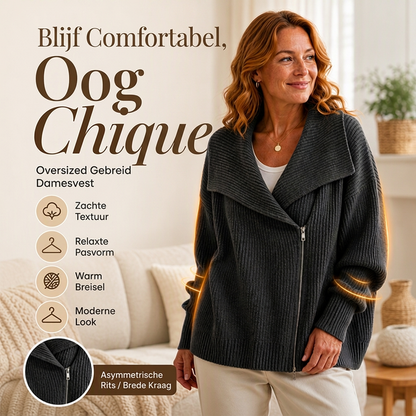 Chique damesvest met asymmetrische rits