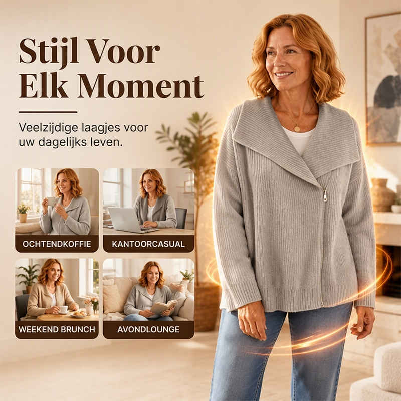 Chique damesvest met asymmetrische rits-5