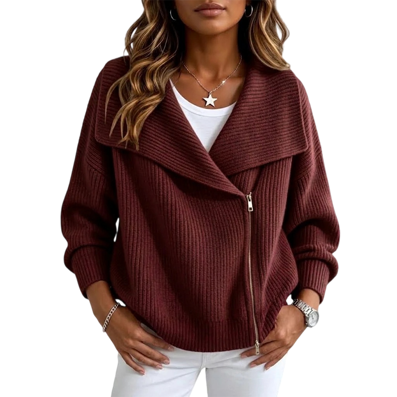 Chique damesvest met asymmetrische rits-11