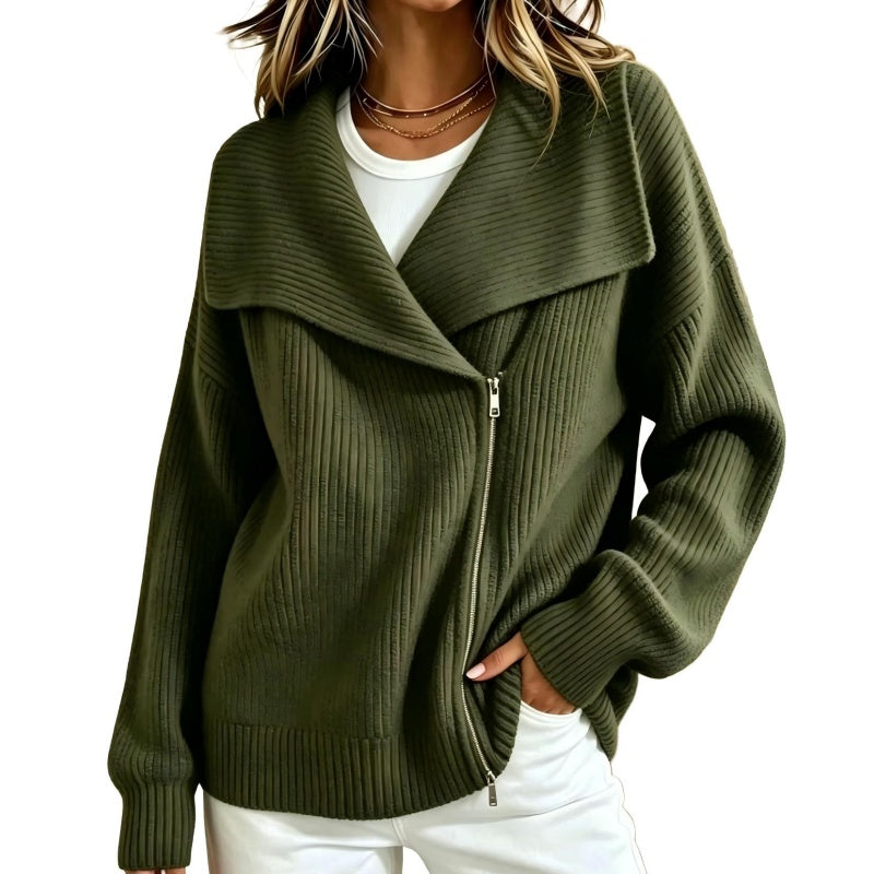 Chique damesvest met asymmetrische rits-21