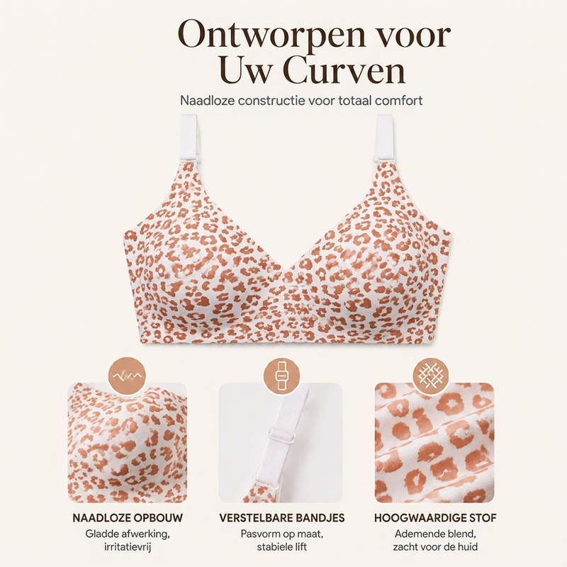 Naadloze bralette met luipaardprint voor dames-1
