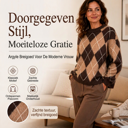 Gebreide argyle trui met relaxte pasvorm