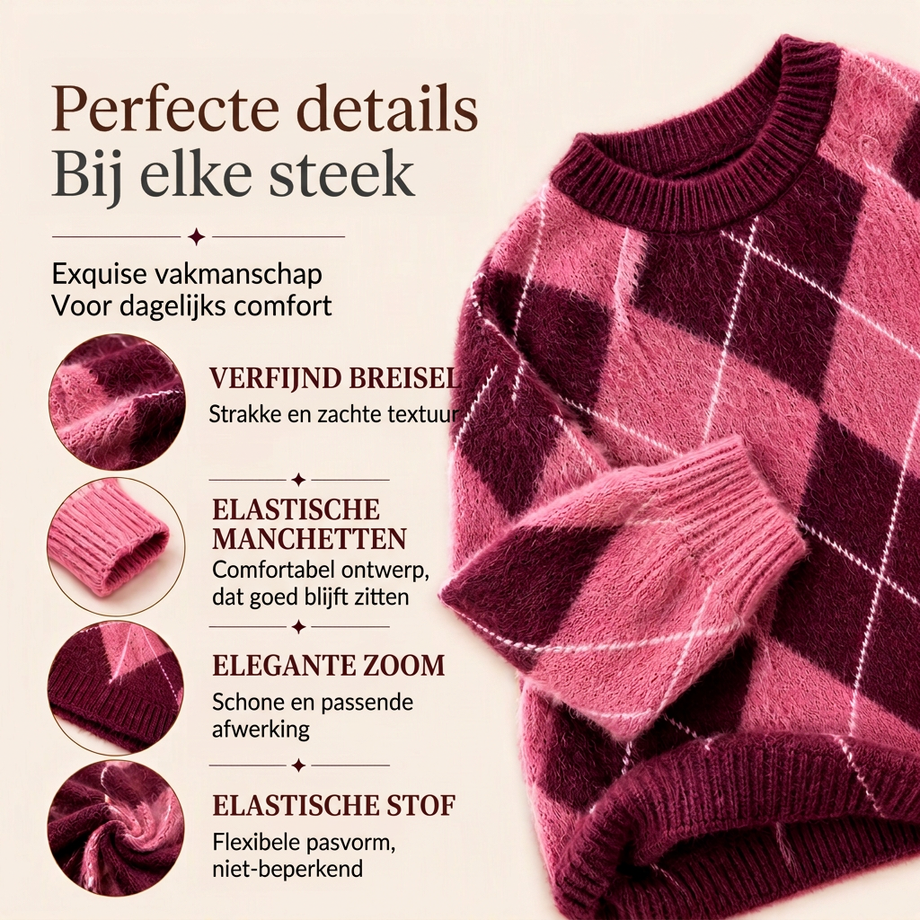 Gebreide argyle trui met relaxte pasvorm-1