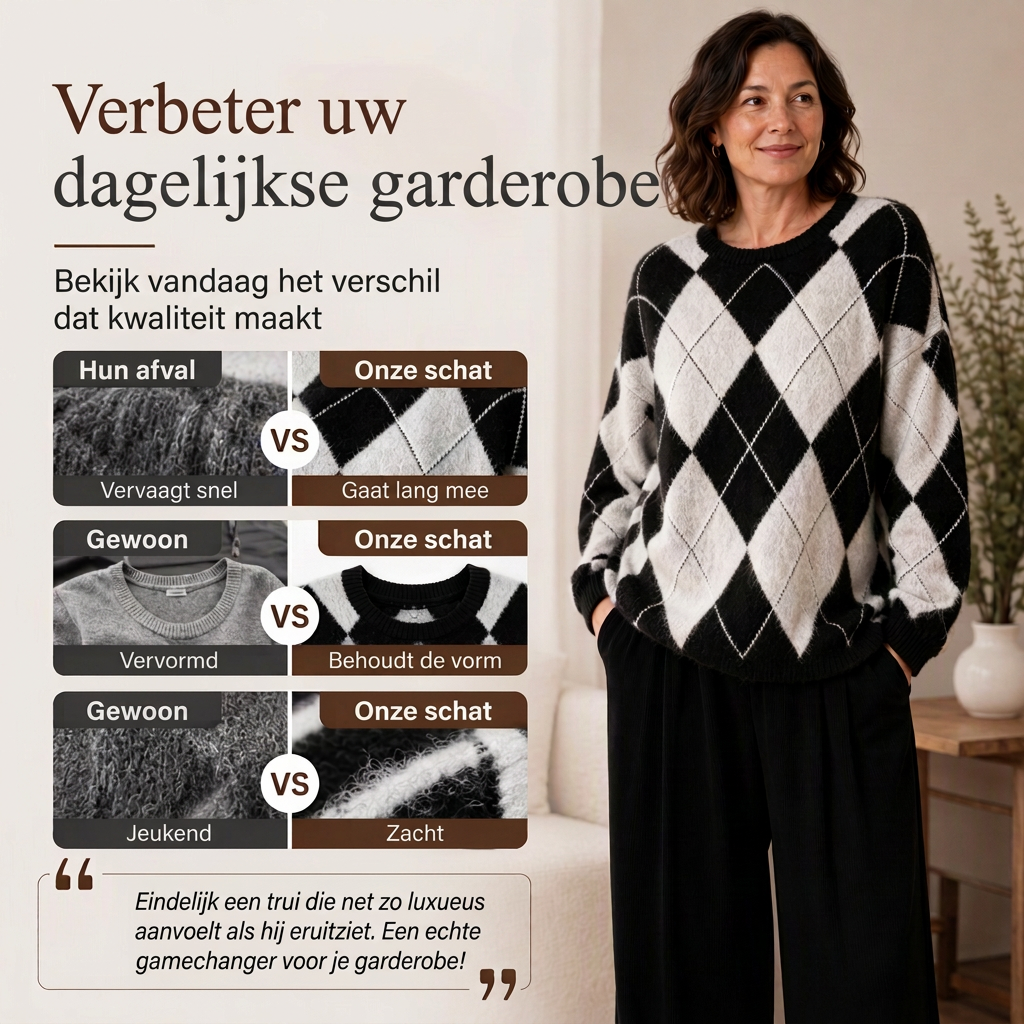Gebreide argyle trui met relaxte pasvorm-2