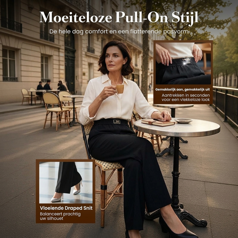 Elastische pull-on pantalon met wijde pijpen-3