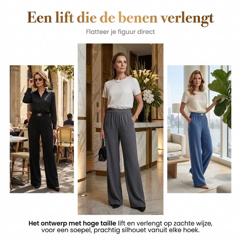 Elastische pull-on pantalon met wijde pijpen-6