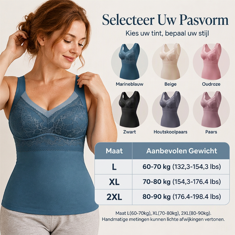 Dames slim fit thermisch camisole met ingebouwde bh-2