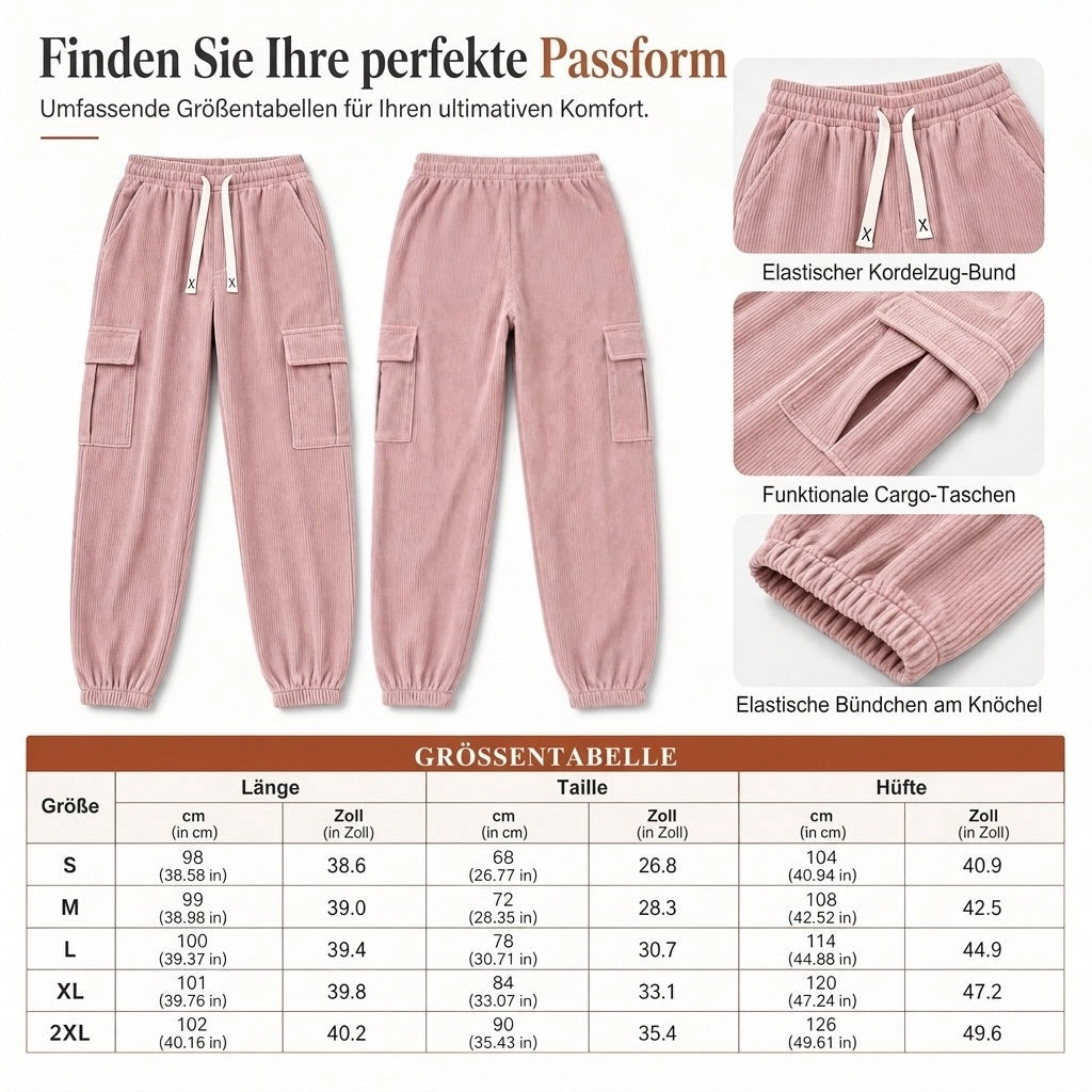 Corduroy cargo jogger met elastische taille-7