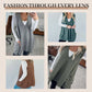 Oversized Gebreid Trui-Vest met V-Hals en Zijzakken-4